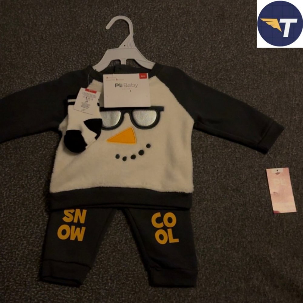 New PL Baby Boy 3pcs Set Snowman Sweater Long Sleeve 6 Months (Baby)